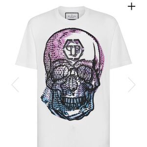 Philipp Plein White and Black Short Sleeve Tees